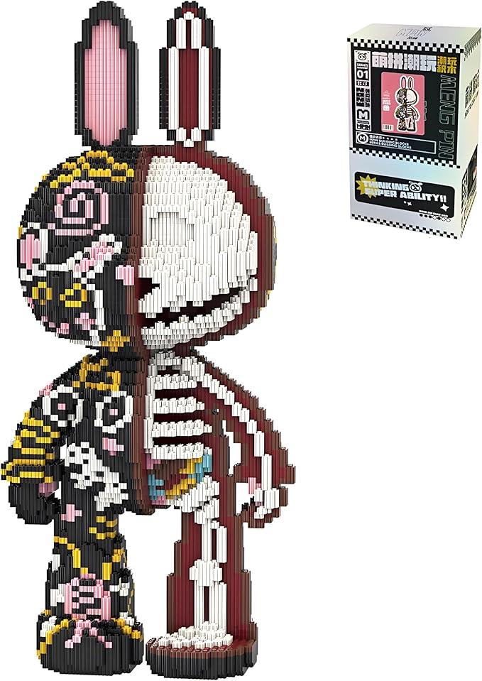 Animal Graffiti Skeleton Rabbit Mirco Building Blocks Set Cute Large Sets Toys Gift for Adults and Kids 7300 Pieces 55cm High Series