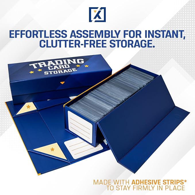 HOMEXPRO Easy Fold Trading Card Storage Box [3 PACK] Magnetic Lid | Toploader Storage Box Fits 800 Cards, 200 Toploaders, or 50 One Touch | Baseball Card Storage Box - Labels included