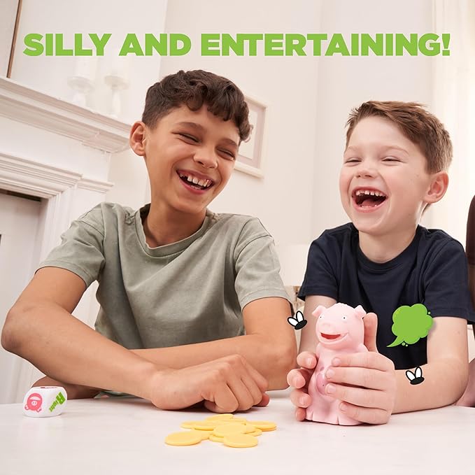 PlayMonster Stinky Pig Game Dice Game – Family Kids Games, Travel Games, Fast, Musical Active Kids Game with Funny Sounds, Multi-Player, Ages 6+