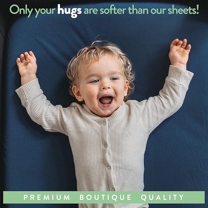Travel Crib Fitted Sheets for Baby Bjorn, Guava Lotus Travel Crib and 24" x 42" Inch Travel Light Playard Mattress – Snuggly Soft 100% Jersey Cotton – Green + Ivory – 2 Pack
