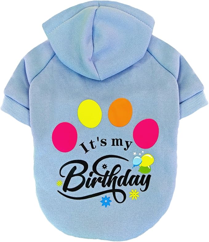 Jecikelon Winter Printed Dog Hoodies Sweatshirts Warm Clothes for Small Dogs Chihuahua Coat Puppy Clothing Cat Custume (Light Blue, XX-Small)