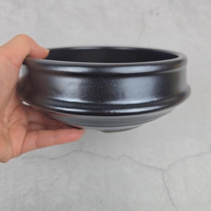 Korean Hot Pot Ttukbaegi 7 Inch Dolsot Clay Cooking Bowl, Direct Fire Safe Ceramic Casserole for Soup, Rice, Noodles, Microwave & Dishwasher Safe Stoneware Stew Pot, Made in Korea, 2.6 Inch Height