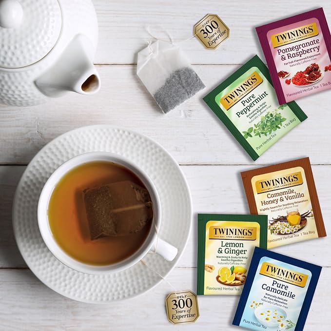Twinings Assorted Herbal, Naturally Caffeine-Free Tea Bag Sampler (40 Count) 13 Flavour Boxed Variety Gift Set