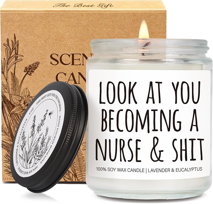 Nurse Candle Gifts for Women Men, Funny Nurses Week Nursing Graduation/Birthday Thanksgiving Candles Gifts - Look at You Becoming a Nurse and sh t Candle, Cool LPN RN Candles Gift for nurses-71