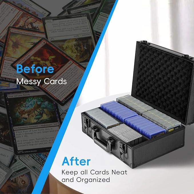 ANNLOV Toploader Storage Box for 3"x4" 35pt Rigid Cards, Holds 600+ Toploaders, Sports Card Storage Case Organizer, Trading Card Storage Box with Lock,Card Case Holder