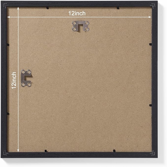 Vittanly 12x12 Picture Frames Set of 9 for Wall Mounting, Black&Brown&Grey | Display Pictures 8x8 with Mat or 12x12 without Mat for Wall Mounting, Square Photo Frames for Home Decor, Engineered Wood