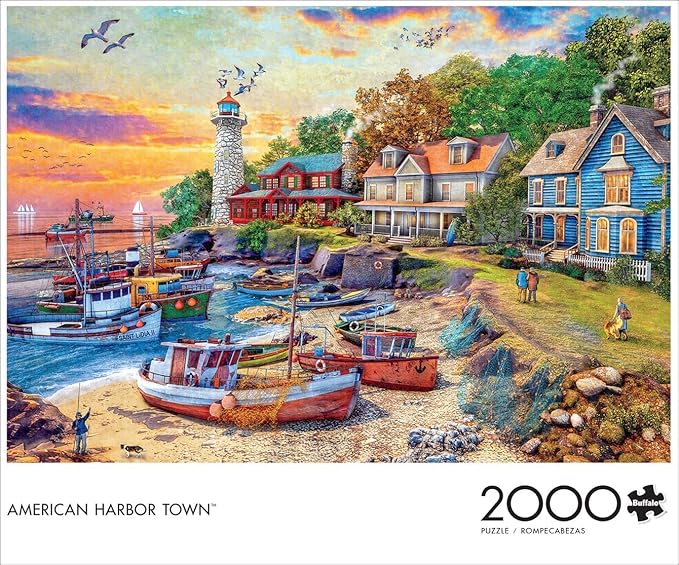 Buffalo Games - Dominic Davison - American Harbor Town - 2000 Piece Jigsaw Puzzle for Adults -Challenging Puzzle Perfect for Game Nights - Finished Size is 38.50 x 26.50