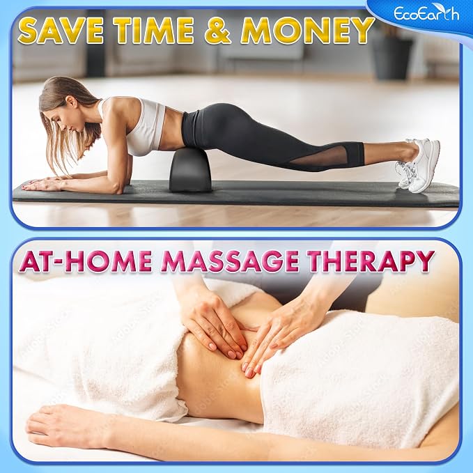EcoEarth Psoas Release Massage Tool - Black - Deep Tissue Hip Flexor Massager with Strap Design & Anti Slip Base - Myofascial Massage Tool for Lower Back & Psoas Muscles - Trigger Point Massager