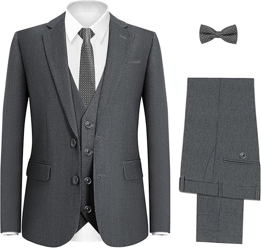 Happy Dolphin Boys Suit Set Modern Fit Kids Suits Adjustable Waist Boys Wedding Outfit for Boy Communion Suits for Boys