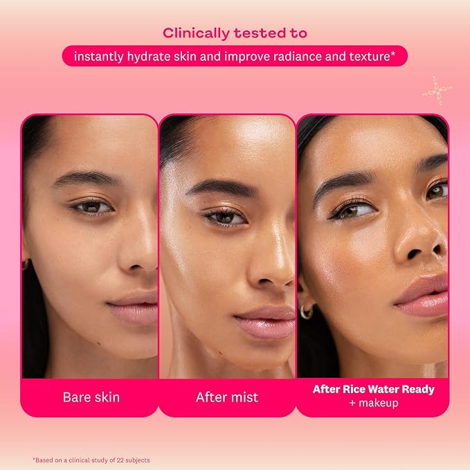The Face Shop Rice Water Ready Glowy Essence Jelly Mist, Korean Skin Care, Skin Prep for Makeup with Peptides, Hydrating & Boosts Radiance