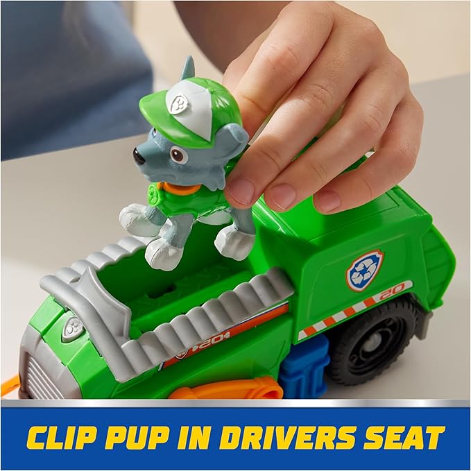 Paw Patrol, Rocky’s Recycle Truck, Toy Vehicle with Collectible Action Figure, Sustainably Minded Kids Toys for Boys & Girls Ages 3 and Up