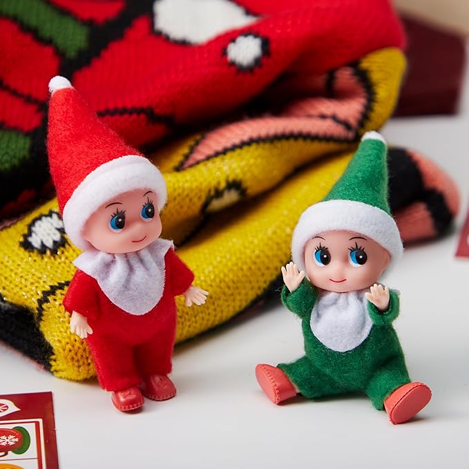 JOYIN 2 Pcs Christmas Elf Plush Doll Tiny Soft Plush Toy Doll for Kids Accessories Party Favors Xmas Party Supplies Christmas Decor, Xmas Gift