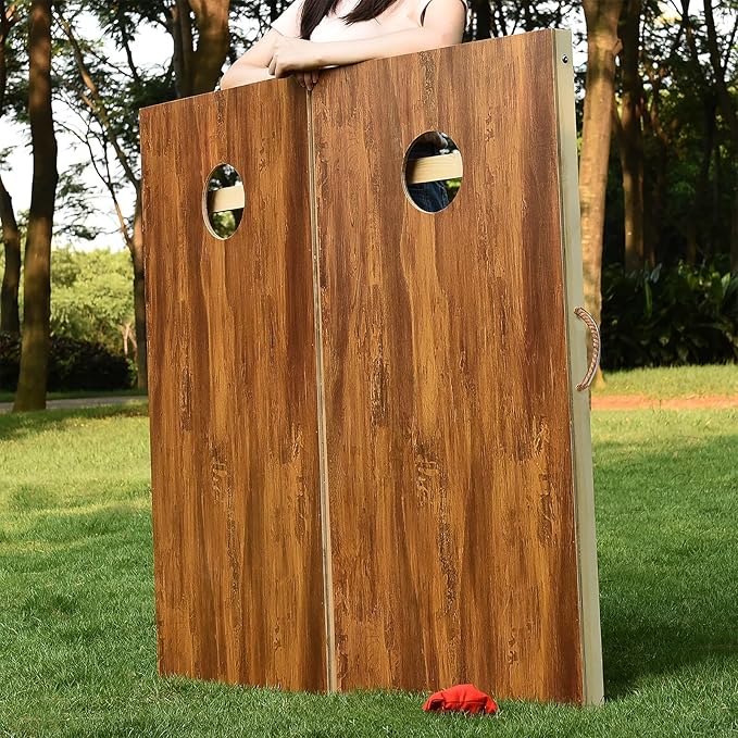 Sportdo Solid Wood Vintage Cornhole Game Set, Two 4'x2'Cornhole Boards, 8 Cornhole Bags for Indoor and Outdoor Toss Games Competitions, Tournaments