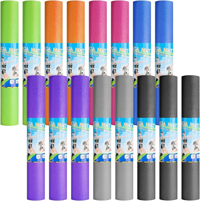 3 mm Thin Yoga Mats Bulk, Lightweight PVC Exercise Mats Non Slip Workout Fitness Pads for Yoga Pilates Stretching Classes Gym Home Studio, Easy to Clean