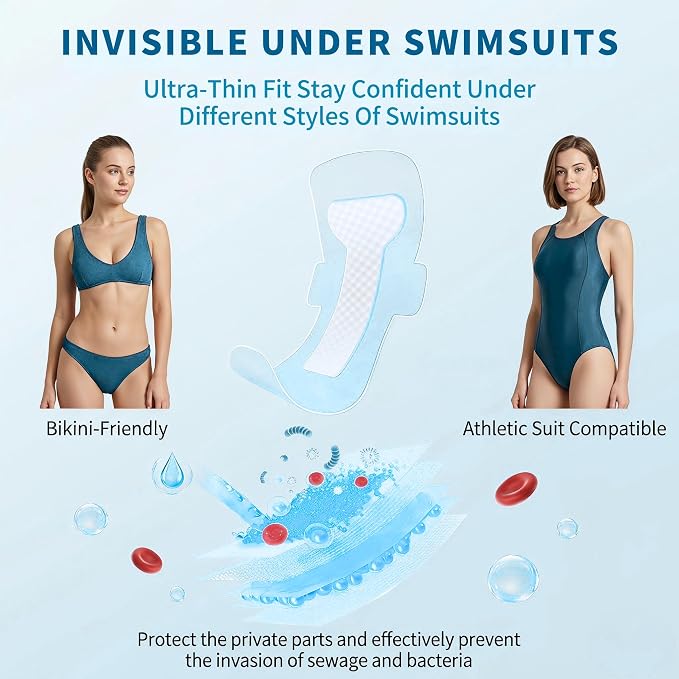 Waterproof Pads for Swimming，Swimming Private Stickers for Women | Skin-Friendly Private Area Protection | Dirt Prevention for Swimming & Daily Activities | 7-Pack（5.9 * 16.5in）