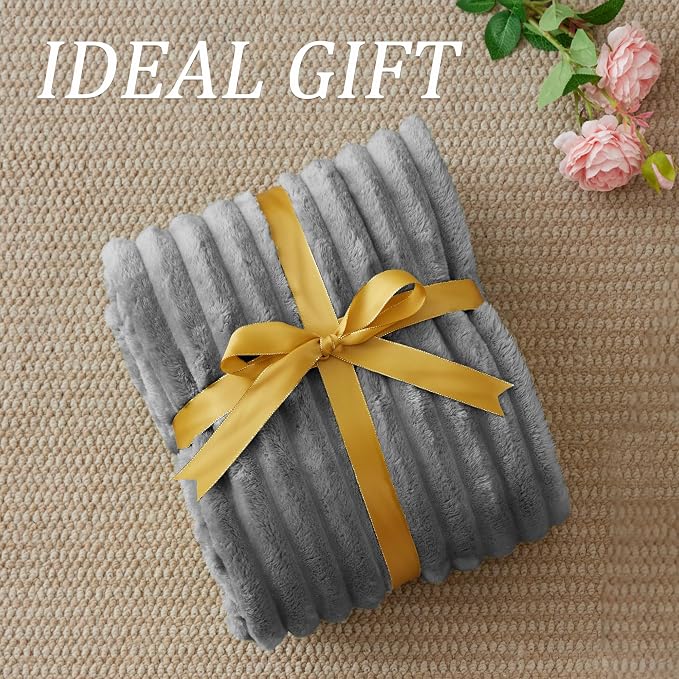 BEDELITE Ribbed Twin Blanket for Couch & Bed, Grey, 60"x80" | Ultra-Soft Plush Fleece, Cozy, Warm Yet Lightweight, Ribbed Texture, Home Decor, Machine Washable, Giftable, All-Season Use