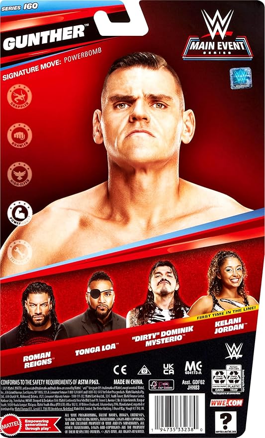Mattel WWE Gunther Action Figure, Main Event Series #160, 6-inch Collectible Superstar with 14 Articulation Points & Life-Like Look