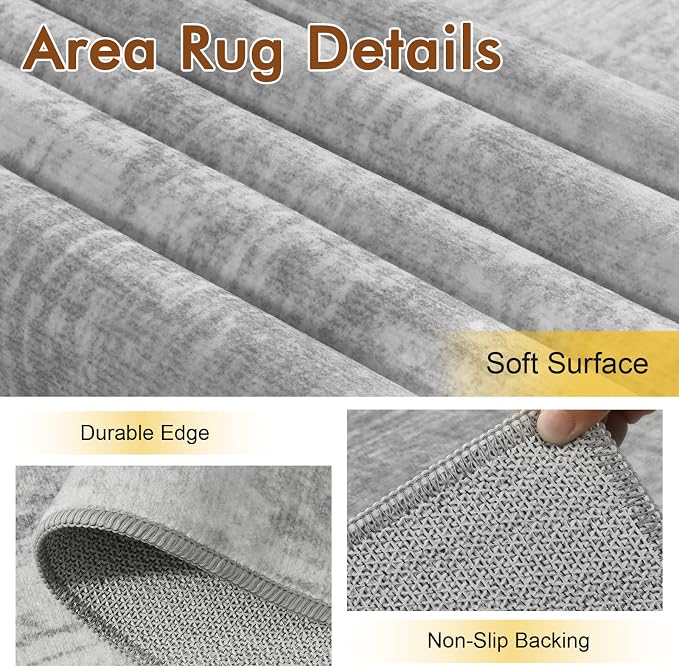 8x10 Ft Large Area Rugs for Living Room, Soft Non-Slip Washable Rugs Modern Abstract Pattern Carpet for Bedroom Indoor Floor Nursery Home Decor (Grey)