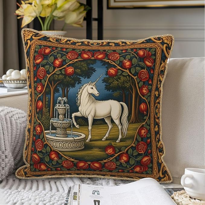 Vintage Horse Floral Velvet Pillow Covers 20x20 Inch Tapestry Art Flowers Throw Pillows for Couch Cushion Covers Pillowcase European French Country Pillow Cases for Sofa Bed Bedroom
