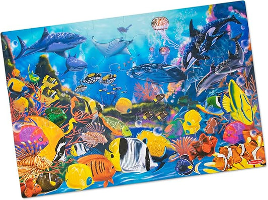 Melissa & Doug Underwater Ocean Floor Puzzle, 48 pc Jumbo Jigsaw Puzzle, Educational Screen Free Activity for Toddler, Preschoolers and Kids Ages 3+ (2 x 3 Feet) - FSC Certified