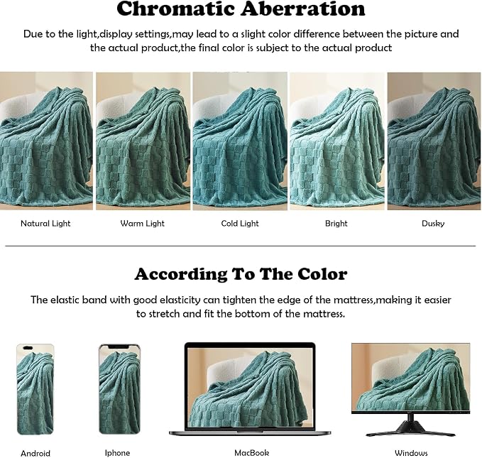 NEWCOSPLAY 3D Checkered Flannel Twin Blanket, Mint Green, 60"x80" | Super Soft Cute Lightweight Decorative Premium Silky Fleece Blanket for Couch Sofa Bed, Gift for Women Men, All Season Use
