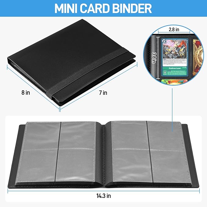 Card Binder, Upgraded 4 Pockets Trading Card Collection Binder for Cards, 160 Pockets Mini Card Book Holder Album - Black