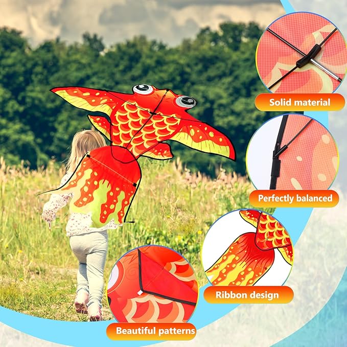 Leitee 6 Pack Large Kite for Kids and Adults Butterfly Kite for Kids Age 4-8-12 Dragonfly Owl Parrot Eagle Goldfish Teens Toy Easy to Fly for Game Beach Outdoor Activities Gifts(Cute Style)