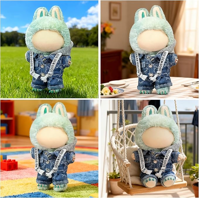 Clothes Fit for 17CM Doll, Fashion Doll Clothes Outfit Set Cute Theme Designer Toys Dress Accessories for Collector Fans Display (G Blue Denim Hoodie)