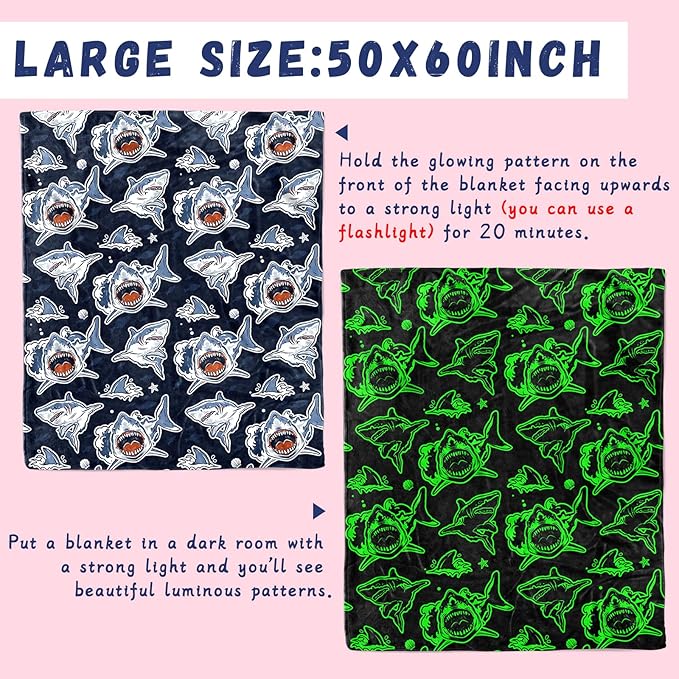 Shark Blanket Boys Toddlers Toys Gifts, Cozy Soft Warm Small Ocean Sea Animal Fleece Throw Blanket for Kids, Cute Sharks Decor for Bedroom Playroom, Birthday Gifts Age 3-8, 40"x60"