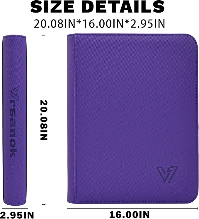 Toploaders Binder,Holds 640 Top Loaders,16 Pocket Top Loader Binder for 3" x 4"Rigid Cards,Double Sided Card Binder Abulm in 3"x4"Toploaders for Trading Cards (TOP 640 Dark Purple)