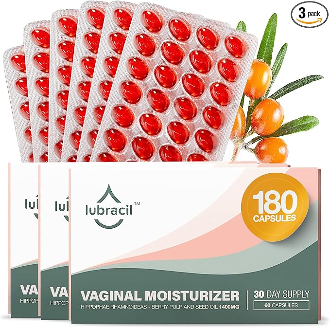 Lubracil Vaginal Moisturizer for Women, Hydrating Formula - 60 Count,3 Pack | Lubracil Vaginal Moisturizer Formula with Sea Buckthorn Oil & Omegas hydrate, soften dryness, and promote feminine wellness