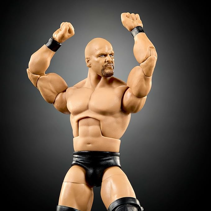 Mattel WWE Elite Collection Action Figure & Accessories, Premium Live Event “Stone Cold” Steve Austin Set, SummerSlam Series with Jesse “The Body” Ventura Build-A-Figure Parts