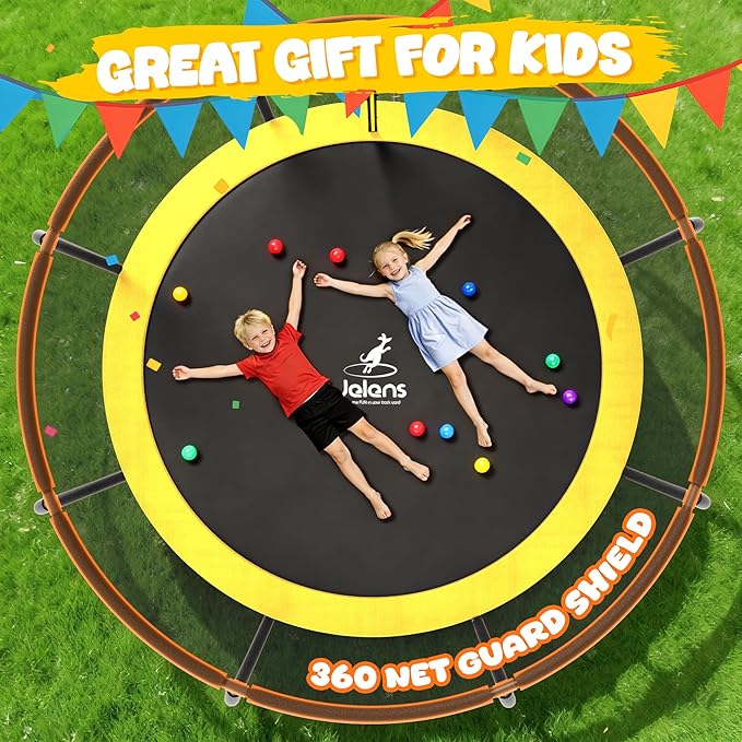 JELENS Trampoline 8FT 10FT 12FT 14FT 15FT 16FT, Recreational Trampolines with Enclosure Net, Outdoor Anti-Rust Trampolines for Kids and Adults, ASTM Approved
