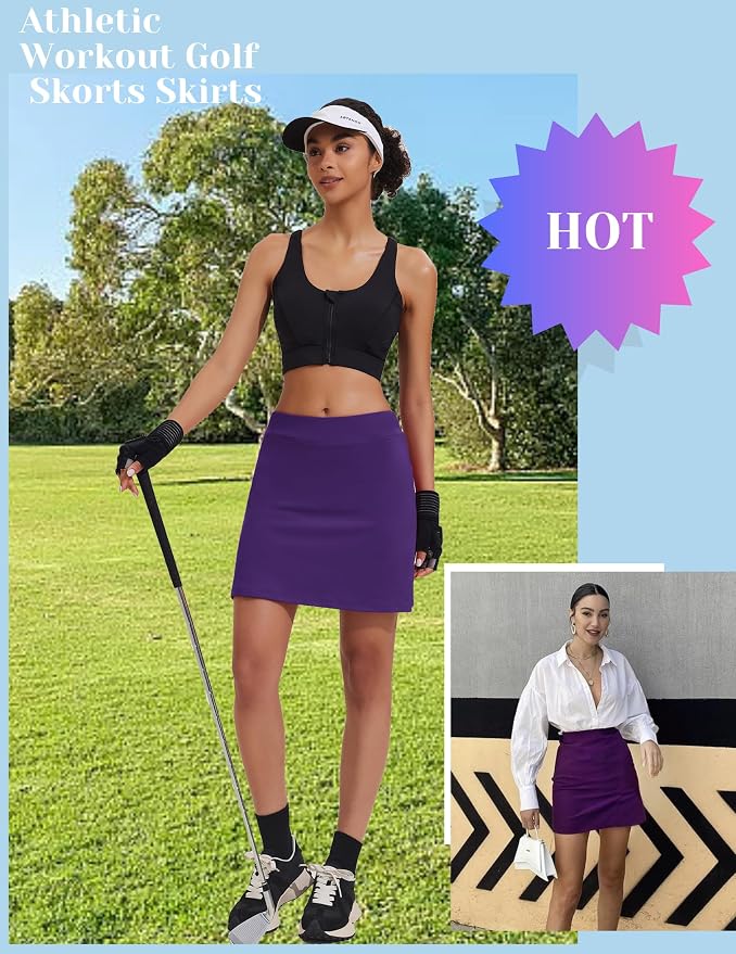 Ekouaer Women's Active Performance Skort Lightweight Skirt for Golf Tennis | Built-in Shorts, A Line, High Waisted, Tummy Control, Pickleball, Running, Workout, Sports, Skorts for Woman