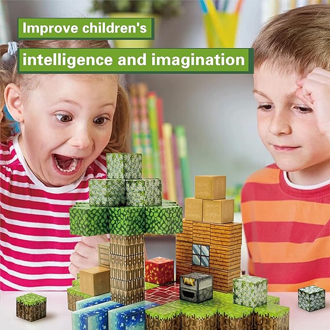 Magnetic Blocks - 70PCS Build Mine Magnet World Set, Educational Magnetic Tiles Building Toys for Boys & Girls, STEM Sensory Toys for Toddlers Kids Age 3+, Start Set