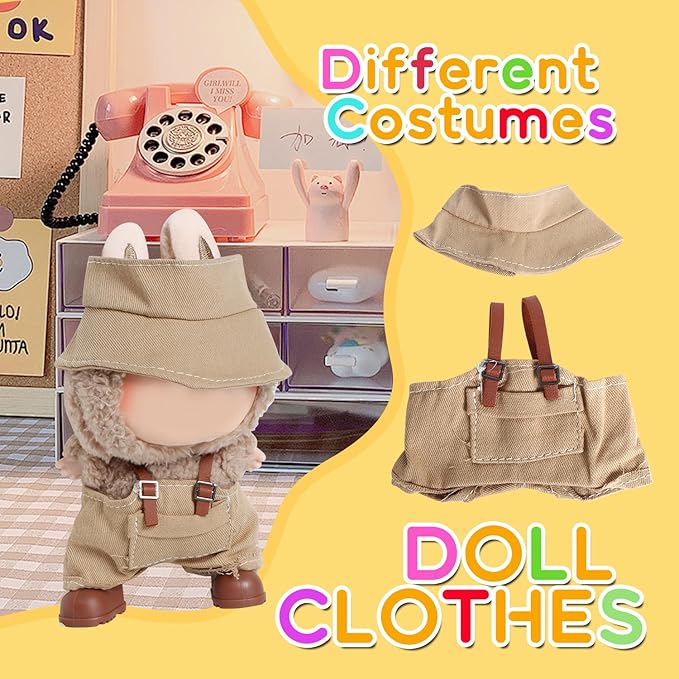17cm Doll Clothes -5 Different Sets of Clothes and Hats, 6.7 Inches Cute Doll Accessories