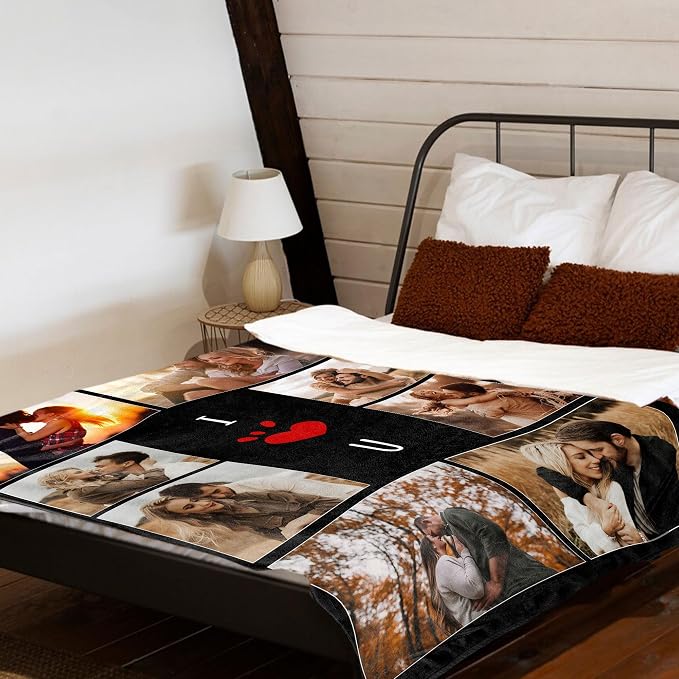 Funny DIY Custom Blanket Customize Photos Blanket Personalized Blankets with Picture Text Customized Christmas Valentines Day Birthday Gifts for Couple Boyfriend Girlfriend Him Her Men Women Dad Mom