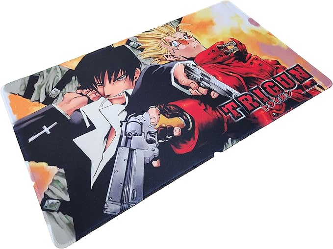 Trigun Wolfwood & VASH Playmat, Multi-Functional playmat Serves as Surface for Gaming Comfort and as a Protective Layer for Your Cards, Game Pieces and Table, Made from neoprenepolyester Fabric