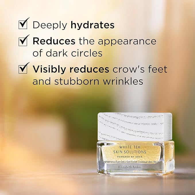 Elizabeth Arden White Tea Skin Solutions Brightening Eye Gel, Dark Circles & Crow's Feet Treatment, Hydrating Anti-Aging Cream, 0.5 fl oz (Pack of 1)