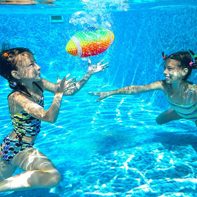 Hiboom Pool Football for Swimming Pool, Waterproof Water Football for Underwater Passing, Dribbling, Pools Toys Ball with Water Filling, Diving Games for Teens Adults(Rainbow Color)