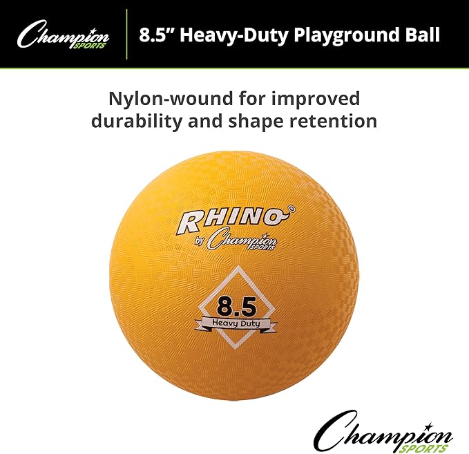Champion Sports Playground Balls – Single Balls & Sets, Multiple Colors, Durable Nylon-Wound Construction for Kickball & Indoor/Outdoor Play