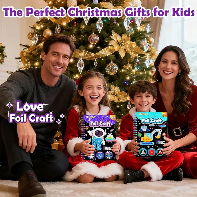 FUNNYB&G Foil Art Crafts for Kids Ages 4-8: Valentines Crafts for Kids 2026,Birthday Gift for Girls,Art and Crafts Supplies,Party Favors,Creative Toys for Girls Boys 4 5 6 7 8 9 Years Old (Space)