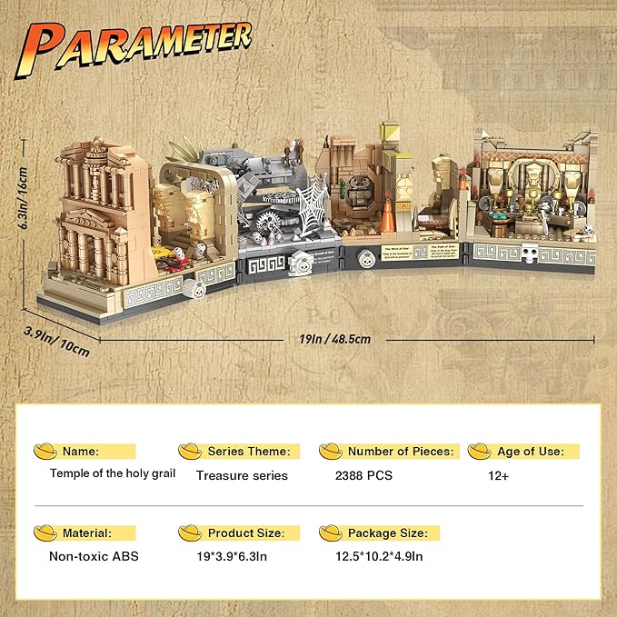BuicraHub Temple Building Set Ideal for Adult, 5-in-1 Construction Toy Includes Gate, Three Levels and Holy Grail Scene Building Block, Birthday Gift for Kids 8-12 Years Old, 2388Pcs