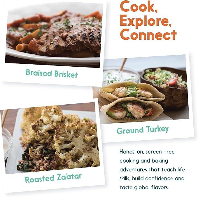 Kids Interactive & Educational Real Cooking Set for Families | Includes 3 Local Recipe Cards with Key Ingredients, Cooking Tools, Fun Kids Explorer Guide | Explore Israel Kit