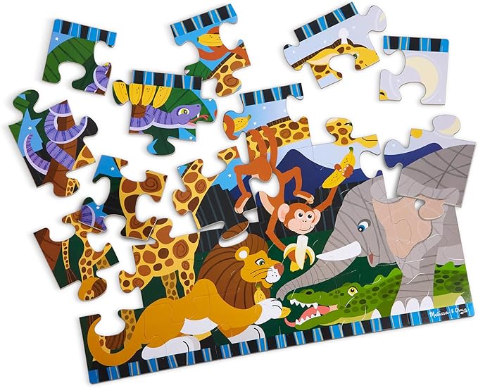 Melissa & Doug Safari Social Jumbo Floor Puzzle (24 Pieces, 2 x 3 Feet), Jigsaw Puzzle for Preschoolers and Kids Ages 3+ - FSC Certified