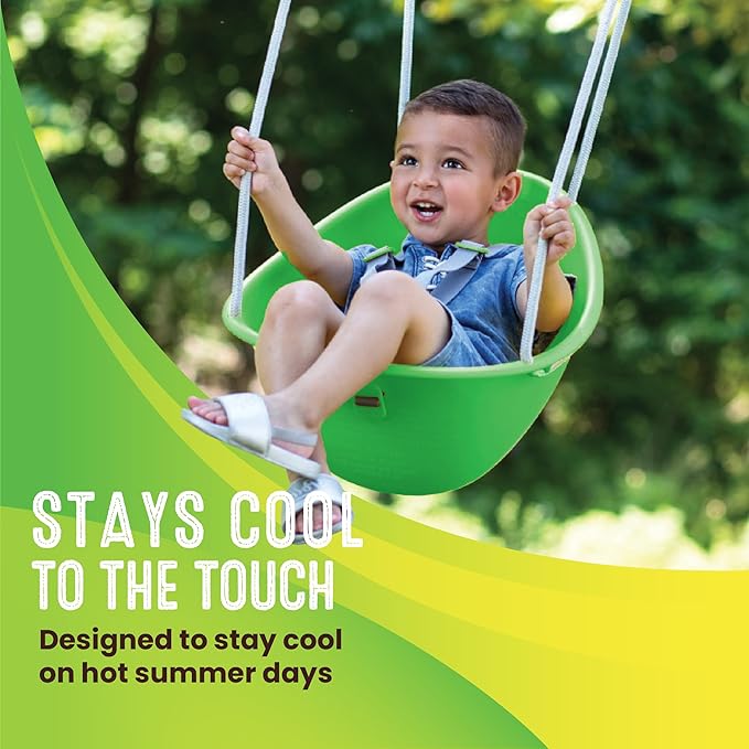 Swurfer Coconut Toddler Swing – Comfy Baby Swing Outdoor, 3- Point Adjustable Safety Harness, Secure, Safe Quick Click Locking System, Blister-Free Rope, Easy Installation, Ages 6-36 Months