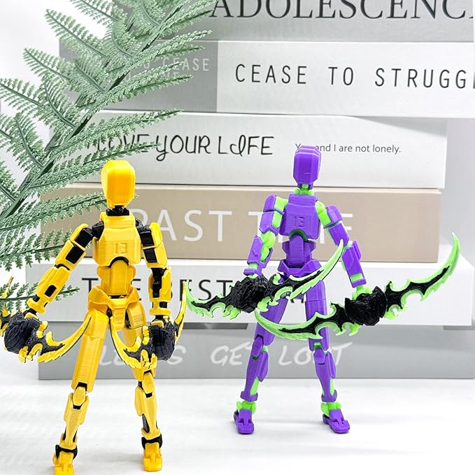 2 Packs T13 Action Figure Set (Assembly Completed) - Titan 13 Robot Movable, 3D Printed Articulated, Full Body Mechanical Doll - Christmas Birthday Gift for Kids Adult (G+P)