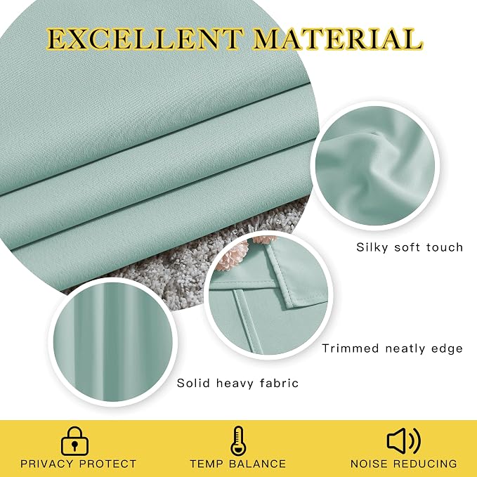 NICETOWN Blackout Curtain Panels Grommet - All Season Eyelet Top Blackout Draperies for Bedroom/Living Room/Glass Door, Aqua Blue, 1 Pair of 52 x 45 inches