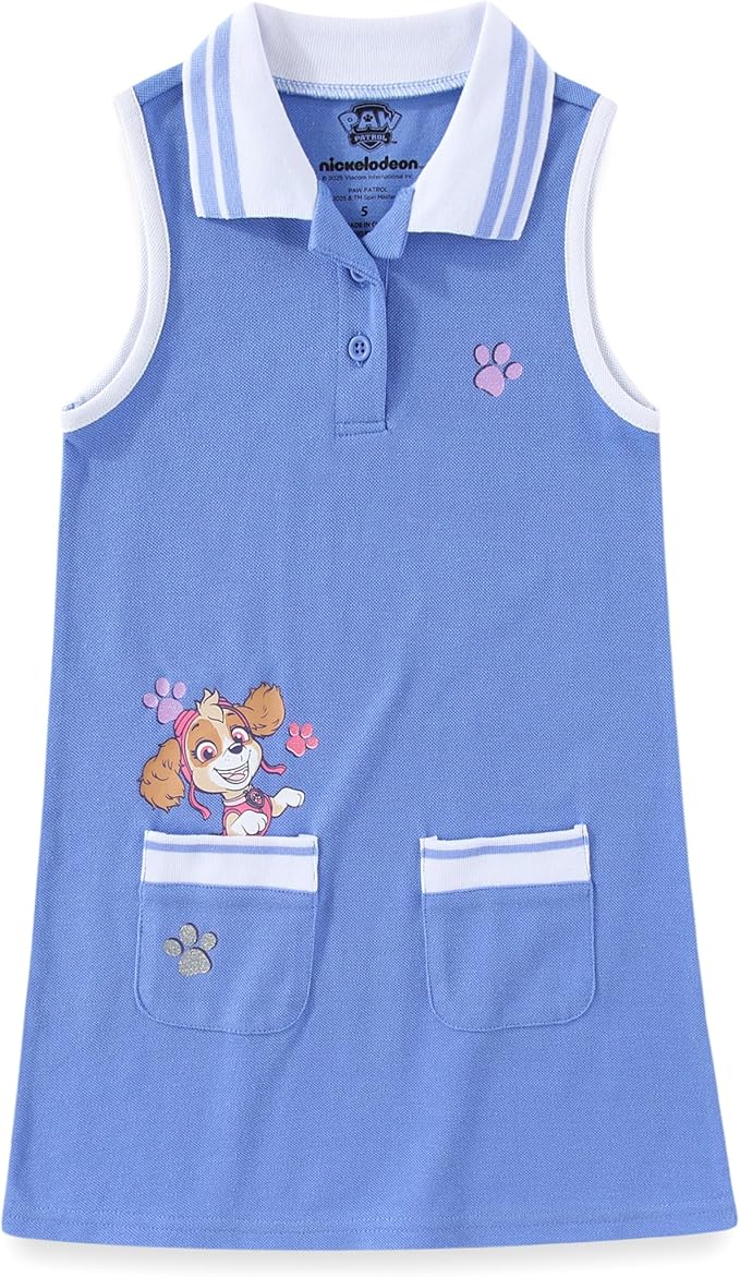 Paw Patrol Nickelodeon Skye Girls Sleeveless Tennis Dress with Pockets for Toddler and Big Kids
