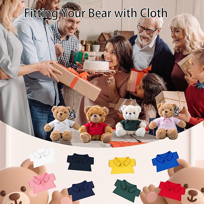 10 Pcs Personalized Teddy Bear Clothes with Text Photo, Custom Stuffed Animal Clothing Fit 8-16 inch Stuffed Bear Clothes for Teddy Bears, Doll Clothing Make Your Own Plush Doll Shirt